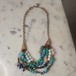Vintage | Semi-Precious Lapis, Agate, Jaded Statement Beaded Necklace